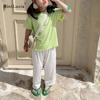 rinilucia cotton pants for 2 7 years old solid loose girls casual sport pants jogging enfant fashion kids children trousers