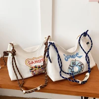 donut embroidery canvas bags for women handbags 2022 candy machine designer bag brands rope handle shoulder crossbody bag tote