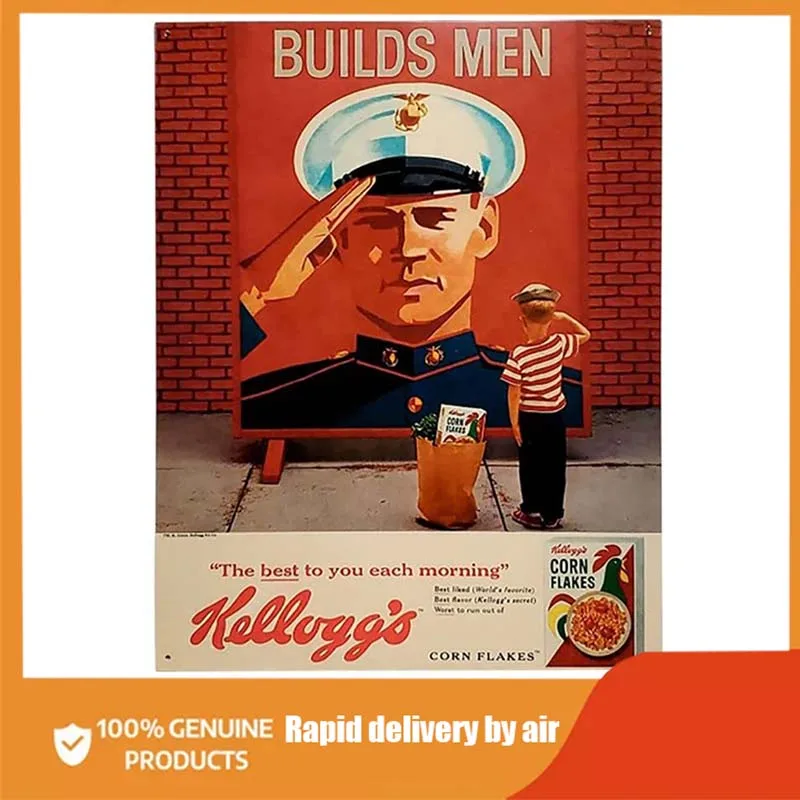 

Gifts Kellogg's Builds Retro Tin Sign Décor Bundle - Vintage Inspired Metal Sign Complete with Screws for Hanging to Display