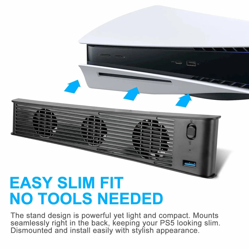 

For Ps5 Radiator Fan Cooler Blue Led Game Accessories Console Host Cooling Fan 3-fan Cooling Fan For Ps5