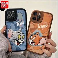bandai cartoon tom and jerry anti drop pu silicon phone case for iphone xr xs max 8plus 11 12 13mini 13 pro max cover