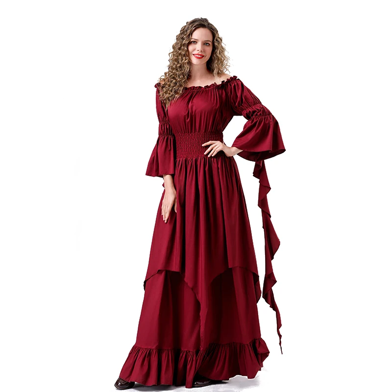 Женский длинный костюм принцессы средневековой длины