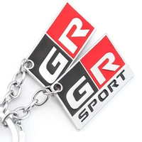 metal gr sport logo car keychain key ring holder for toyota hv yaris grmn rz rc rs prius gr lexus harrier gr keyring car styling