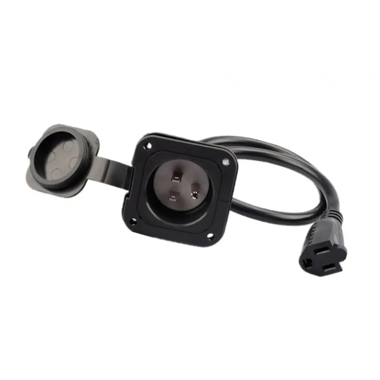 

RV AC Power Plug Inlet Box Socket 125V 15A Durable Black 18" Extension Cord for RV Trailer Boat Caravan Camper Truck Yacht
