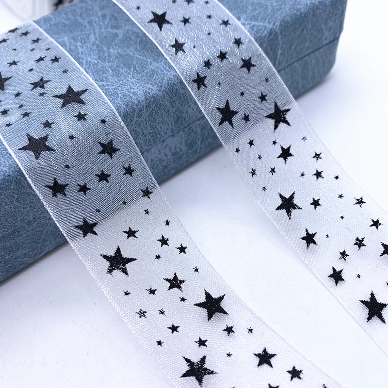 Новинка 25 мм 5 ярдов лента из органзы с принтом в виде пентаграммы ремесло сделай