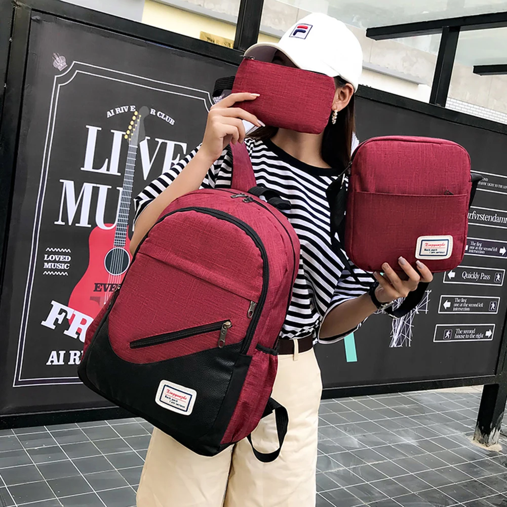 

3 шт./компл. женский и мужской рюкзак, модный рюкзак с USB-портом для зарядки для студентов колледжа, вместительный рюкзак для ноутбука, брендо...