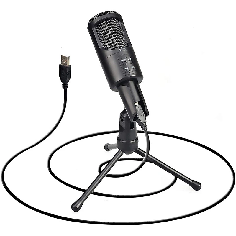 

USB-микрофон, микрофон «подключи и работай», игровой микрофон для ПК, со штативом, для потокового видео, записи вокала, Youtube, Skype,Twitch