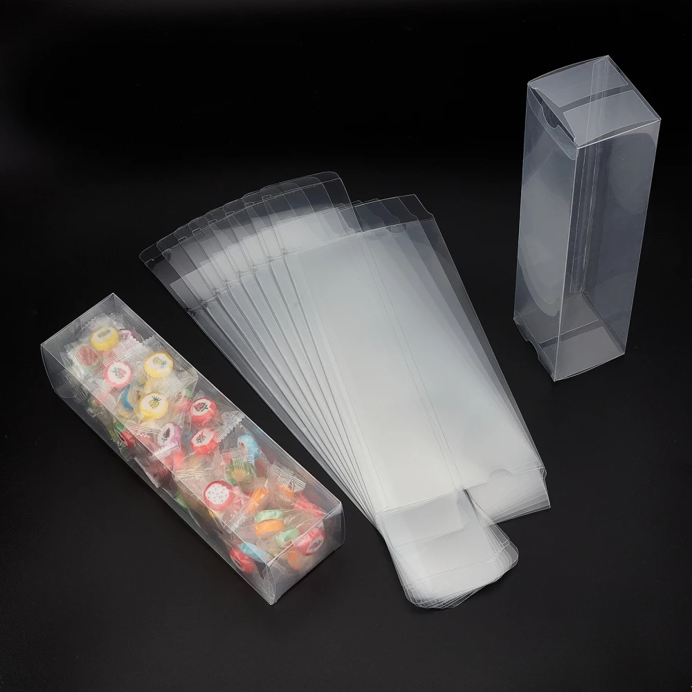 10Pcs Foldable Clear Rectangle PVC Boxes 24x6x6cm Gift Packaging Case for Wedding Party Favor Jewelry Display Caja De Dulces