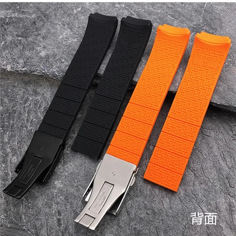Фото Силиконовый ремешок 20 мм 21 мм для Tissot 1853 Tengzhi T-Touch, оригинальный резиновый ремешок для часов T013, T047T081T33, мужской водонепроницаемый ремешок для часов №2