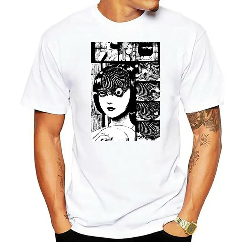 Узумаки Цжунджи Ито Футболка Ужас Манга С Коротким Рукавом Мужские Футболки 100%