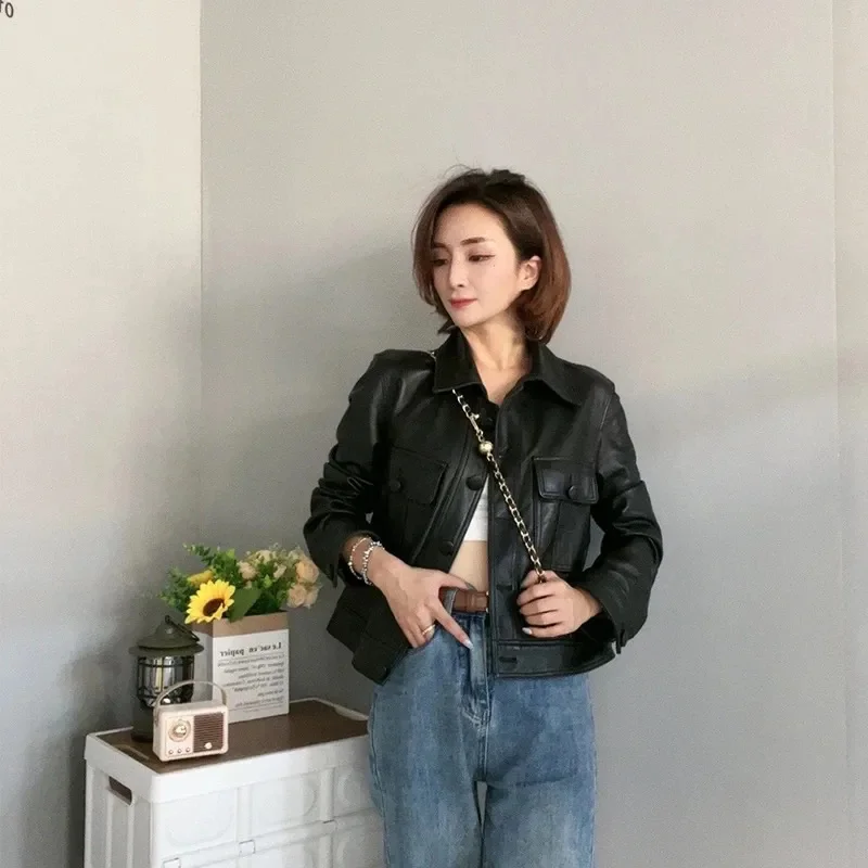 Высококачественное пальто из искусственной кожи для девочек весна-осень 2022