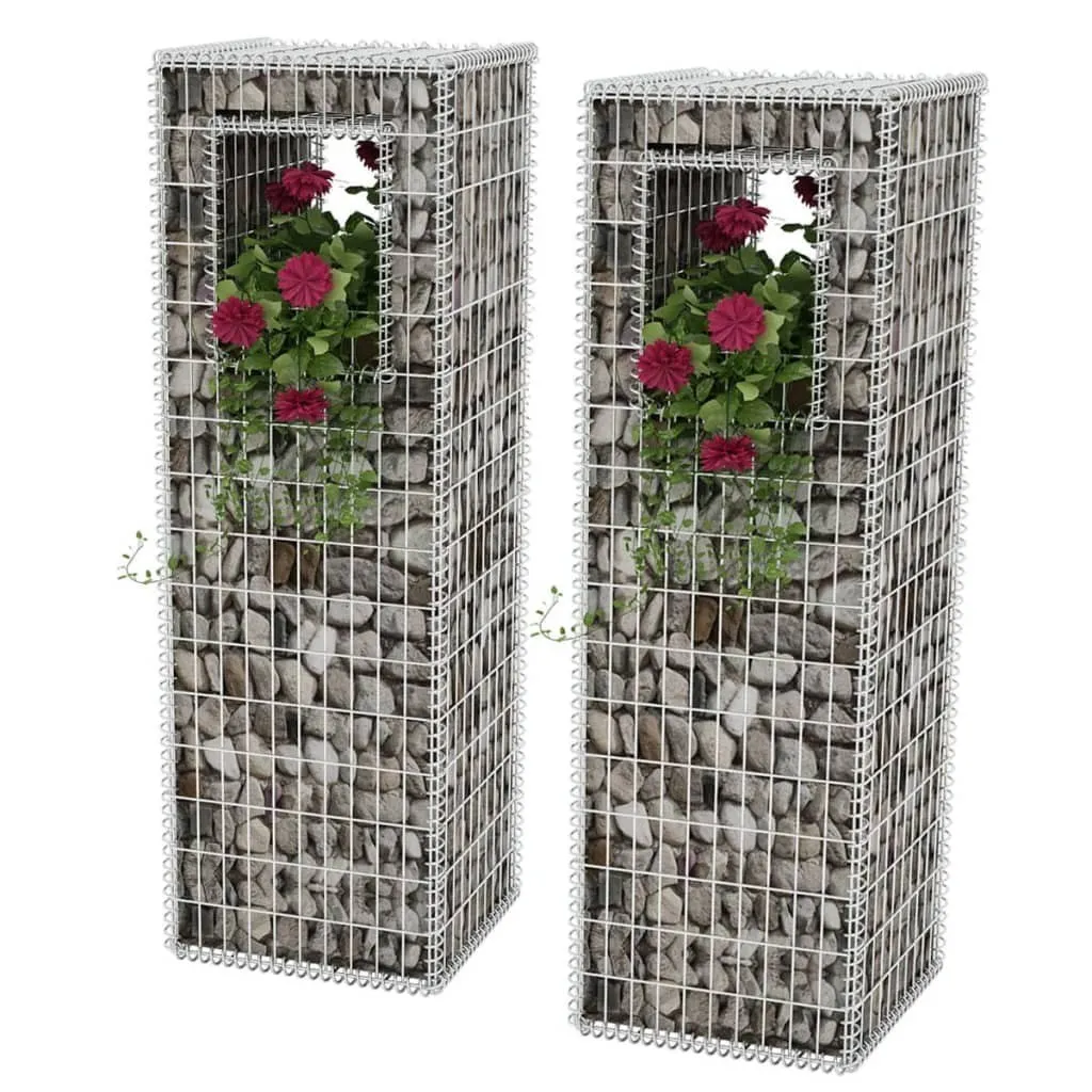 

Gabion Basket Posts/Planters 2 pcs Steel 19.7"x19.7"x63"