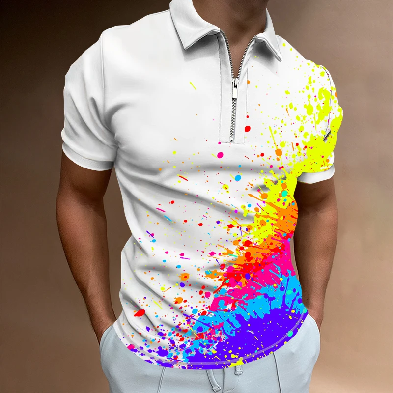 

2022 New Summer Men's Polo Shirt paint Color Polo Shirts Brand Men Short-Sleeved Tees Shirt Man Clothes S-5XL