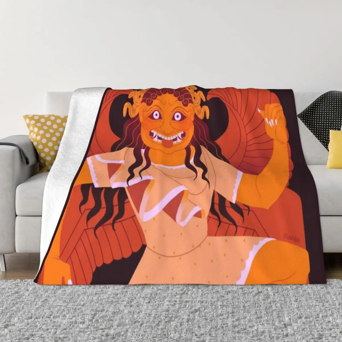 Архаик Горгон - оранжевое одеяло из микрофлиса