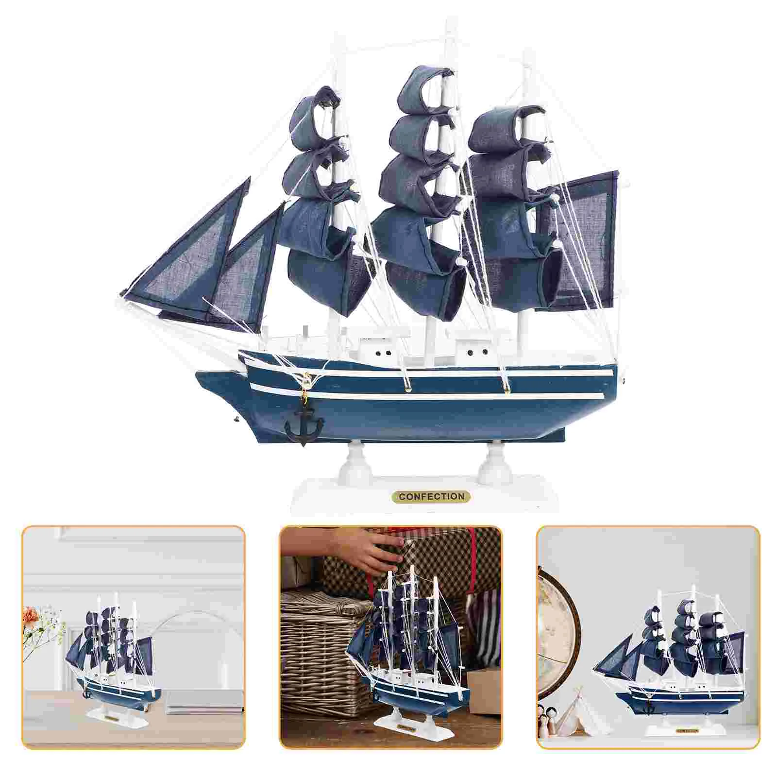 Винтажная модель деревянного корабля 24 см