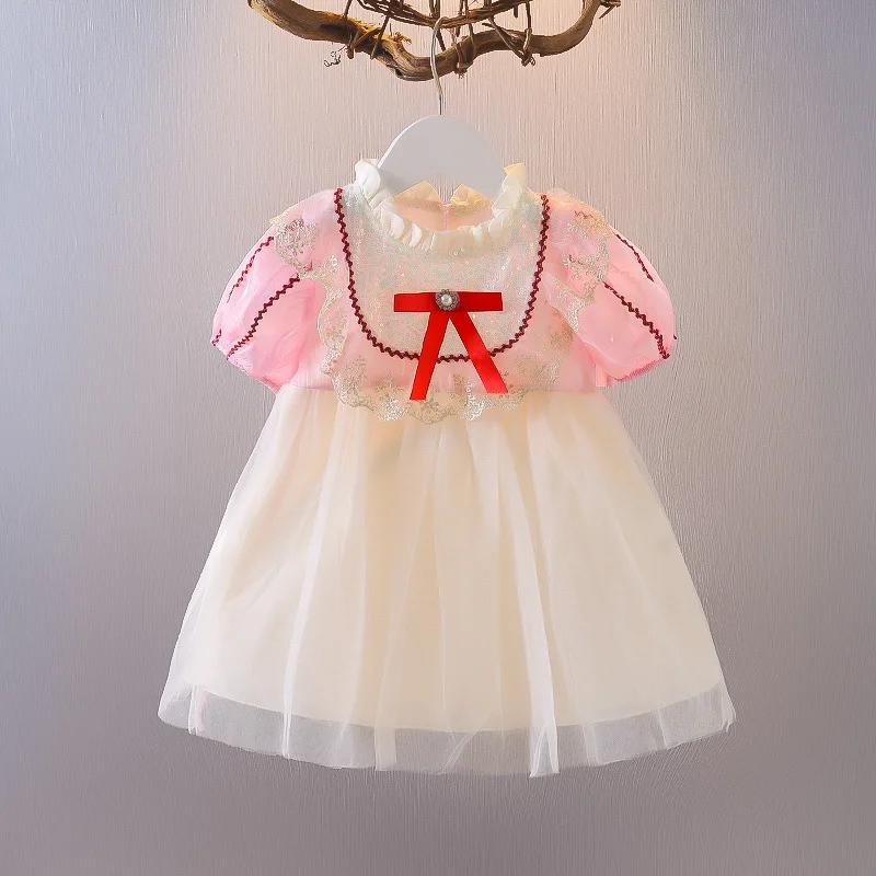 

2022 летняя детская одежда, платья для девочек, модные детские праздничные платья принцессы с коротким рукавом