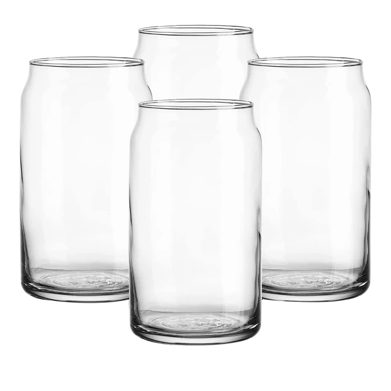 

Drinking Glasses 4PC Can Shaped Glass Cup Set, 16Oz Beer Can Glass Coffee Cups, Glass Tumbler, Cocktail Glasses, Whiskey