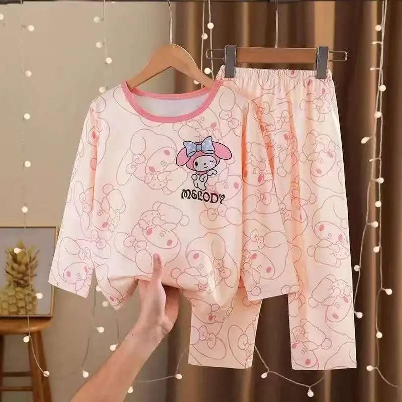 Фото Sanrio Kuromi Cinnamoroll My Melody Pochacco детские пижамные комплекты Kawaii Pochacco детская одежда для сна с длинными рукавами домашний костюм с героями мультфильмов №5