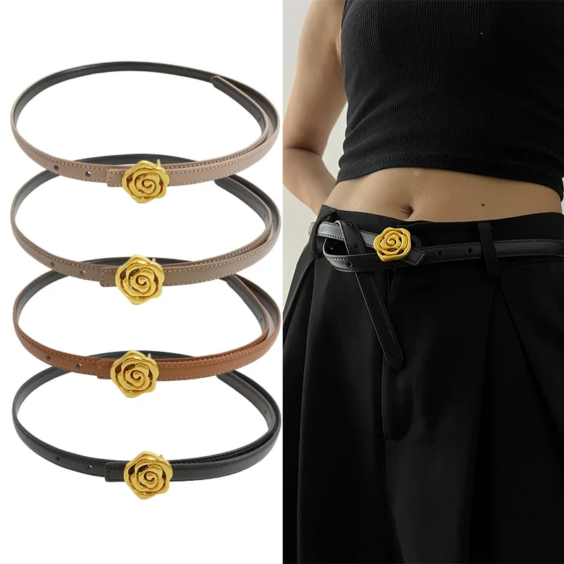 Элегантный Женский Ремень Высококачественный Роскошный Кожаный С Золотым
