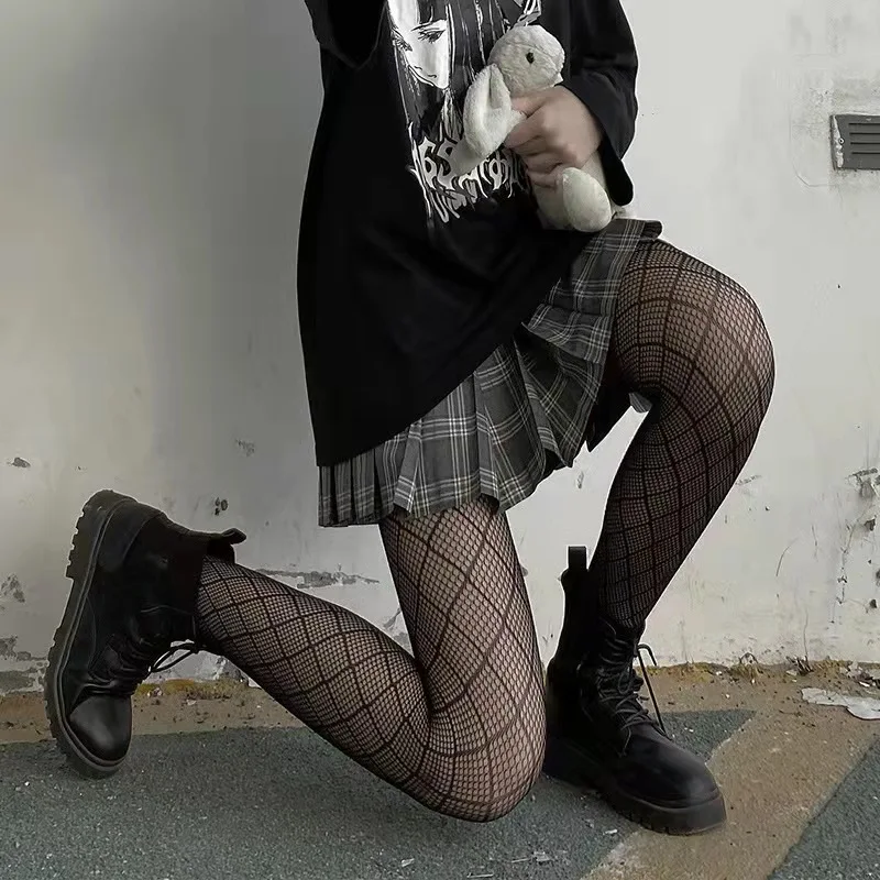 

Женские сексуальные готические колготки, колготки, модные сетчатые чулки с дырками, высокие чулки до бедра, вечерние сетчатые Чулочные изде...