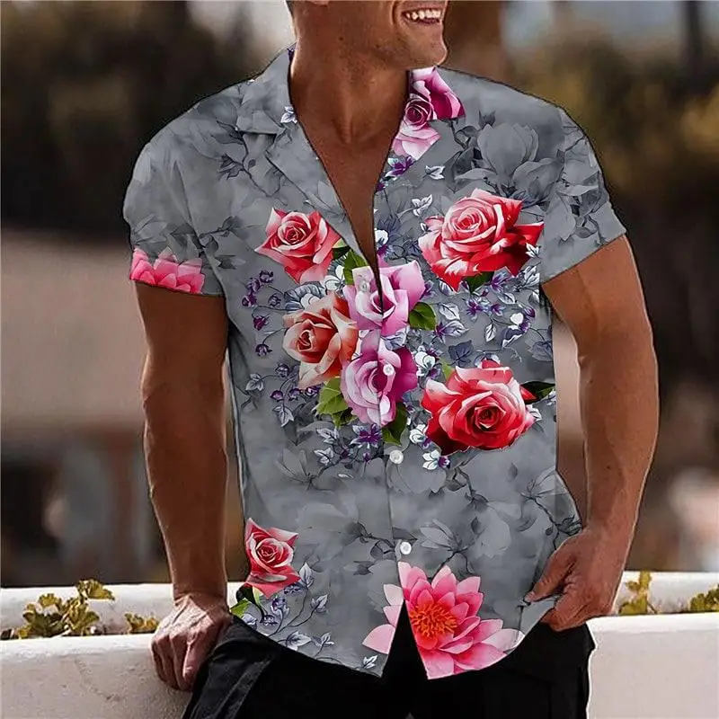 2022 Floral Shirts For Men 3d Print Men's Hawaiian Tropical Shirt Beach Short Sleeve Fashion Tops Tee Shirt Homme Blouse Camisa