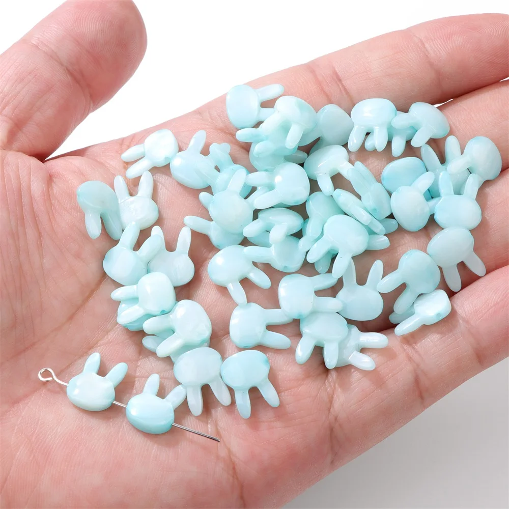 10x12 мм Милые кролики натуральные раковины мягкие бусины порошок голубая