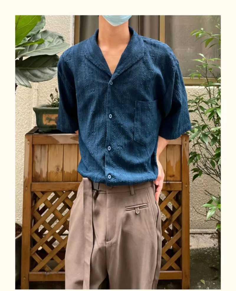 

Рубашка с коротким рукавом для мужчин и женщин, дышащая сорочка с кубинским воротником и вырезами, на пуговицах, солнцезащитная, повседневн...