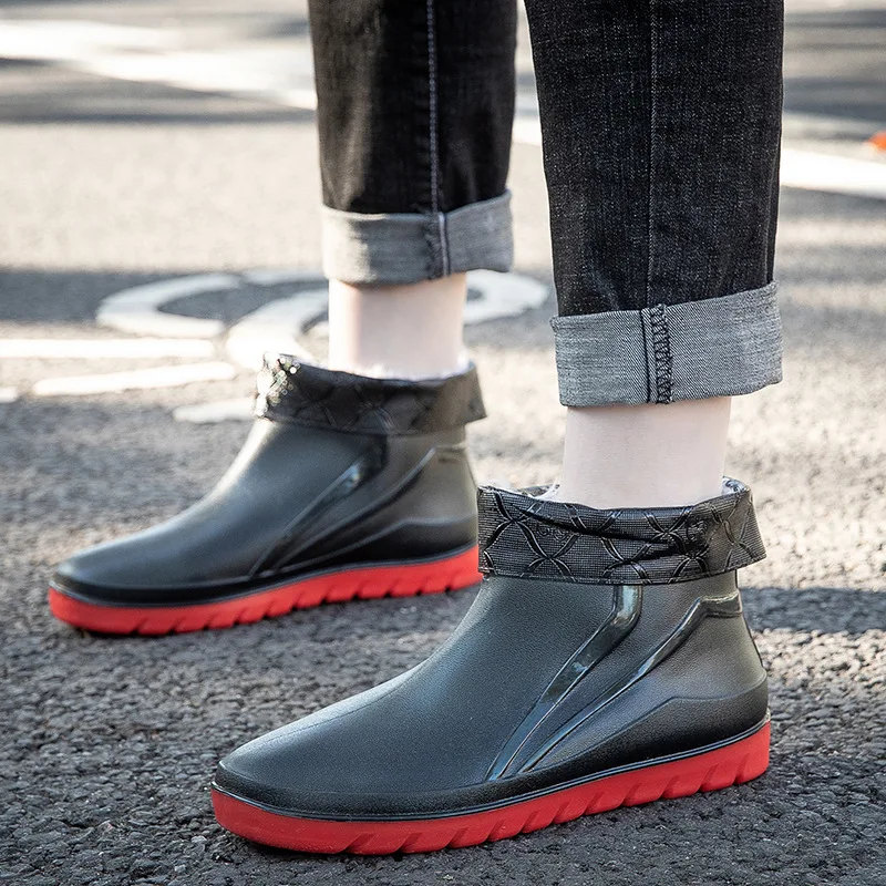 

Водонепроницаемые Нескользящие мужские резиновые ботинки-Челси, высокие, для кухни, работы, мойки машины, воды, трендовая обувь для рыбалки