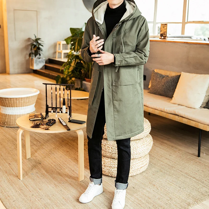 Зимняя куртка из овечьей шерсти Мужская ветровка средней длины повседневное