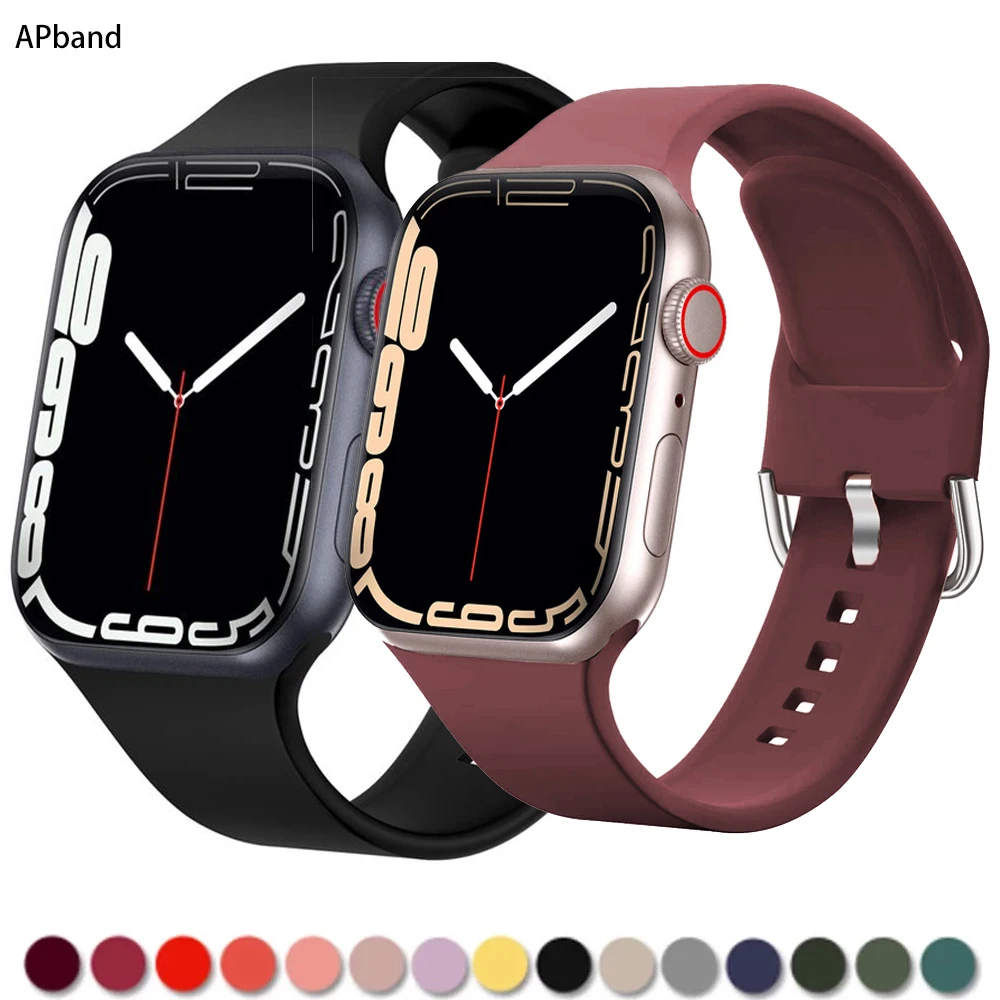 

Silicone strap for apple watch band 44mm 40mm 41mm 45mm 38mm 42mm smart watch accessories correa iwatch series 3 4 5 se 6 7 band