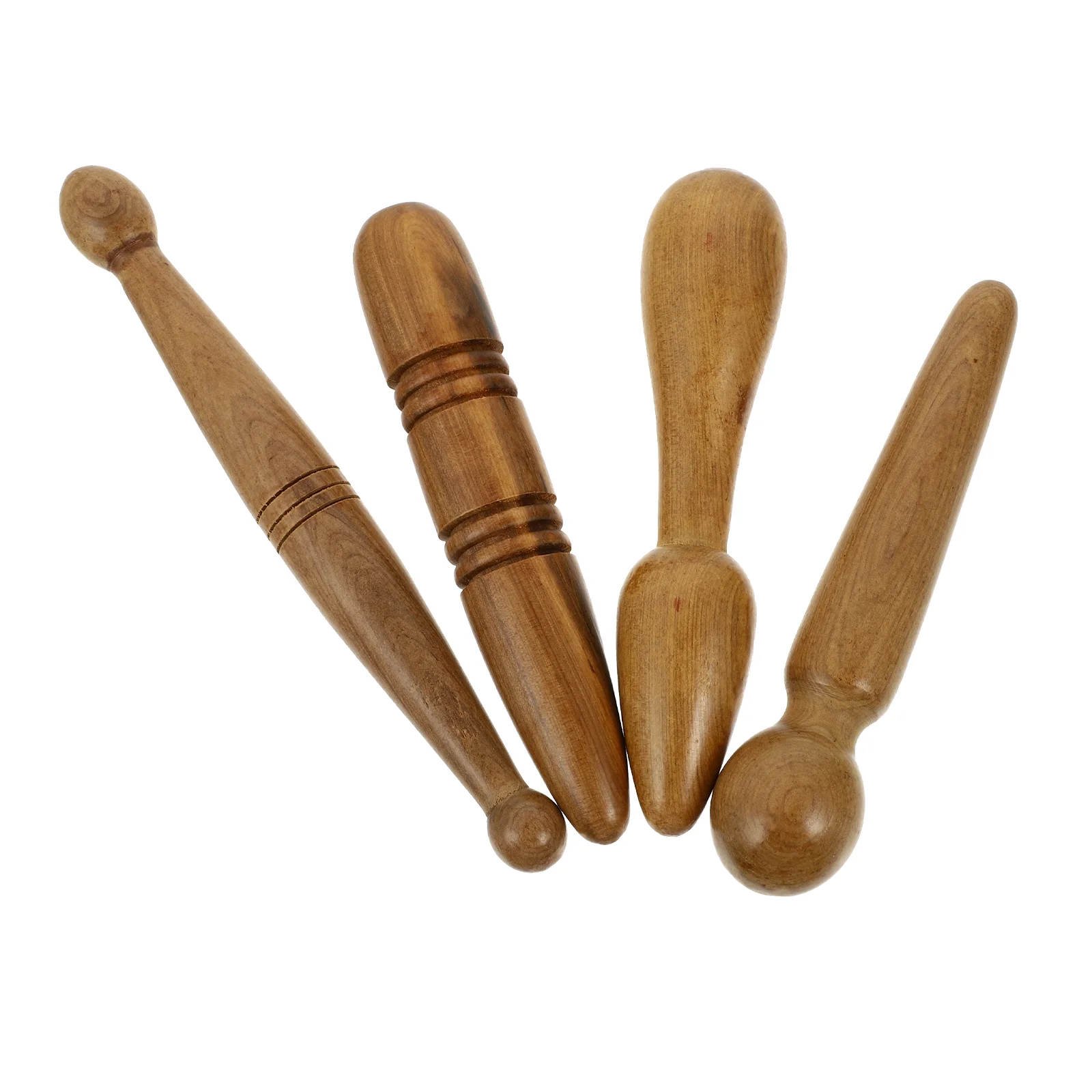 

4Pcs Treatment Rod Head Stick Acupuncture Point Massager (Brown)