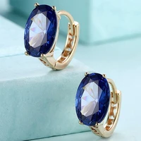 elegant women oval zircon amethyst earrings for women trendy gold hoop stud earrings engagement wedding anniversary gift