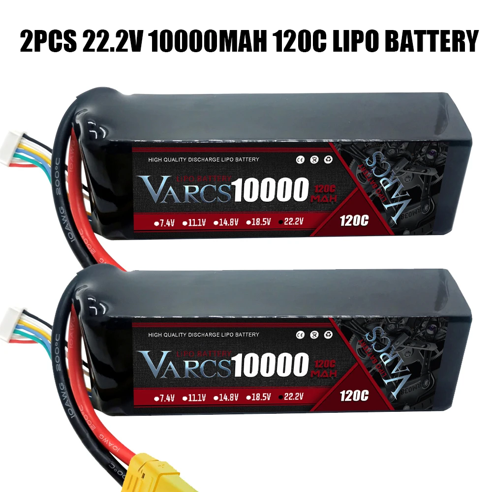 2PCS VARCS 7.4V 7.6V 11.4V 11.1V 15.2V 14.8V 22.2V 2S 3S 4S 6S 5200Mah 6300Mah 6500mAh 6200mAh 6750mAh 8000mAh 7000mAh 10000mah