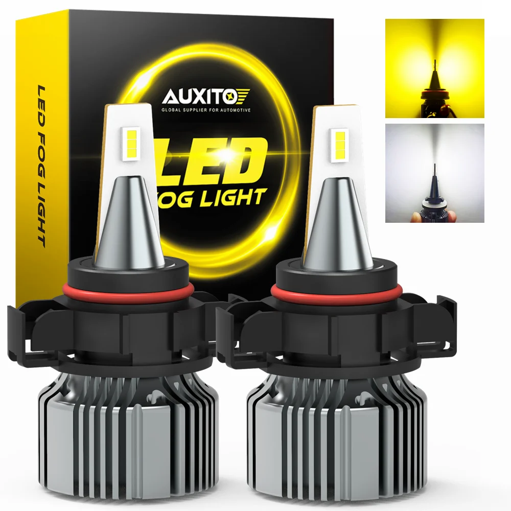AUXITO 2Pcs CANBUS PSX24W LED Fog Light CSP H11 H8 H9 H16(JP) LED Fog Lamp Bulbs 3000K Yellow LED Foglamp DRL Car Driving Lamps