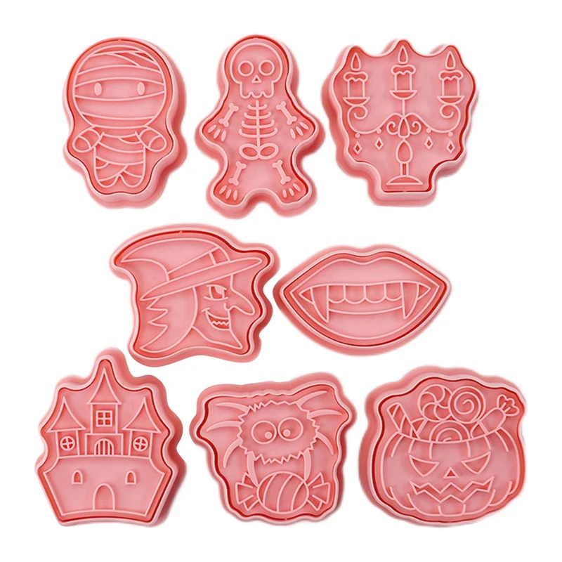 

8Pcs/Set Cartoon Halloween Cookie Cutter 3D Biscuit Mold Fondant Baking Tool Cookie Baking Pastry Bakeware Halloween Decoration