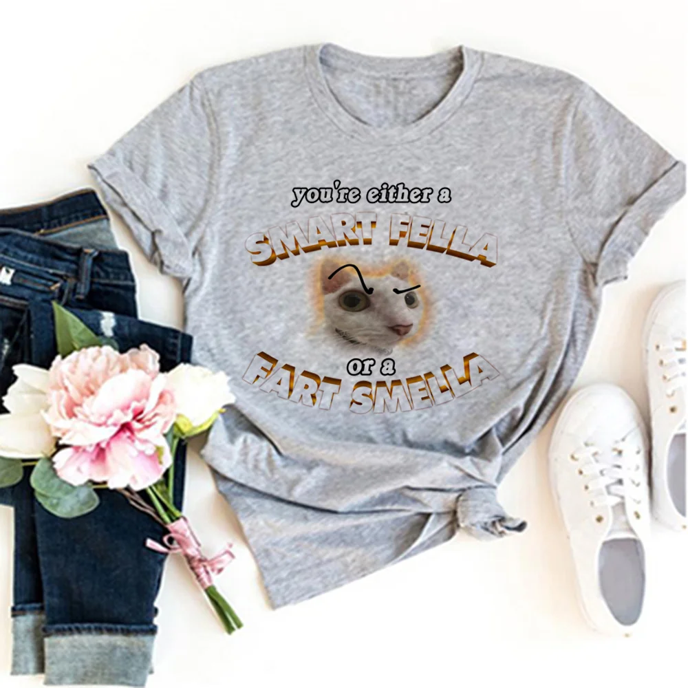 

a smart fella or a fart smella t-shirts women Japanese anime streetwear t shirt girl 2000s harajuku graphic clothes