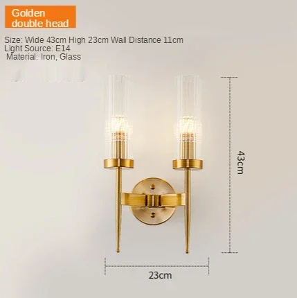 

Золотой настенный светильник из кованого железа, двойная лампа