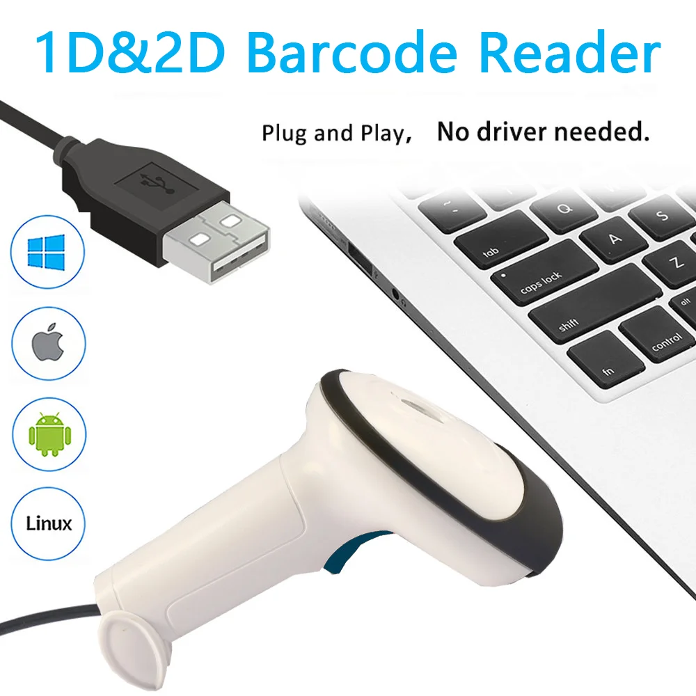 1D 2D сканер штрих-кода проводной беспроводной Bluetooth бар QR-код считыватель