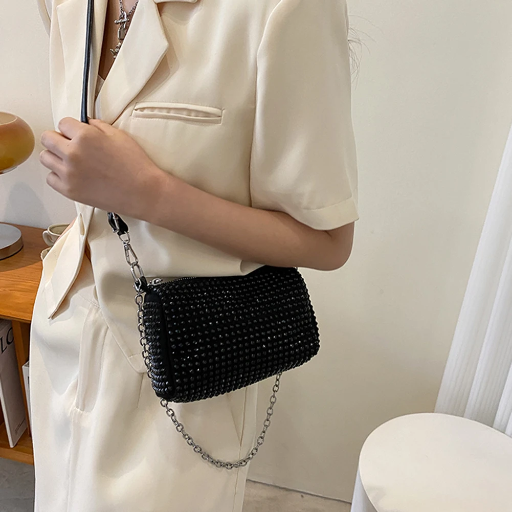

Модная сумка-мессенджер Стразы через плечо, изысканная блестящая женская Повседневная Сумочка в Корейском стиле с цепочкой и бриллиантами ...