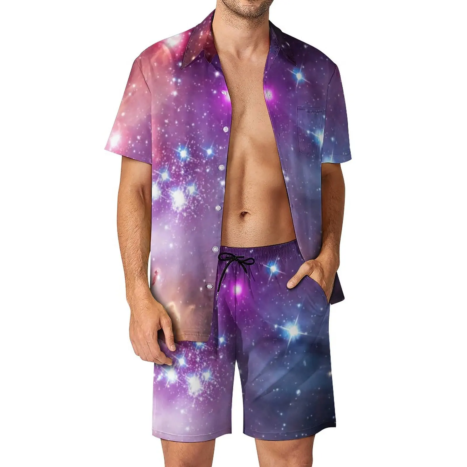

Galaxy NGC 602 Men Sets Hubble Space Telescope Casual Shorts Summer Vintage Vacation Shirt Set Short Sleeve Plus Size Suit Gift