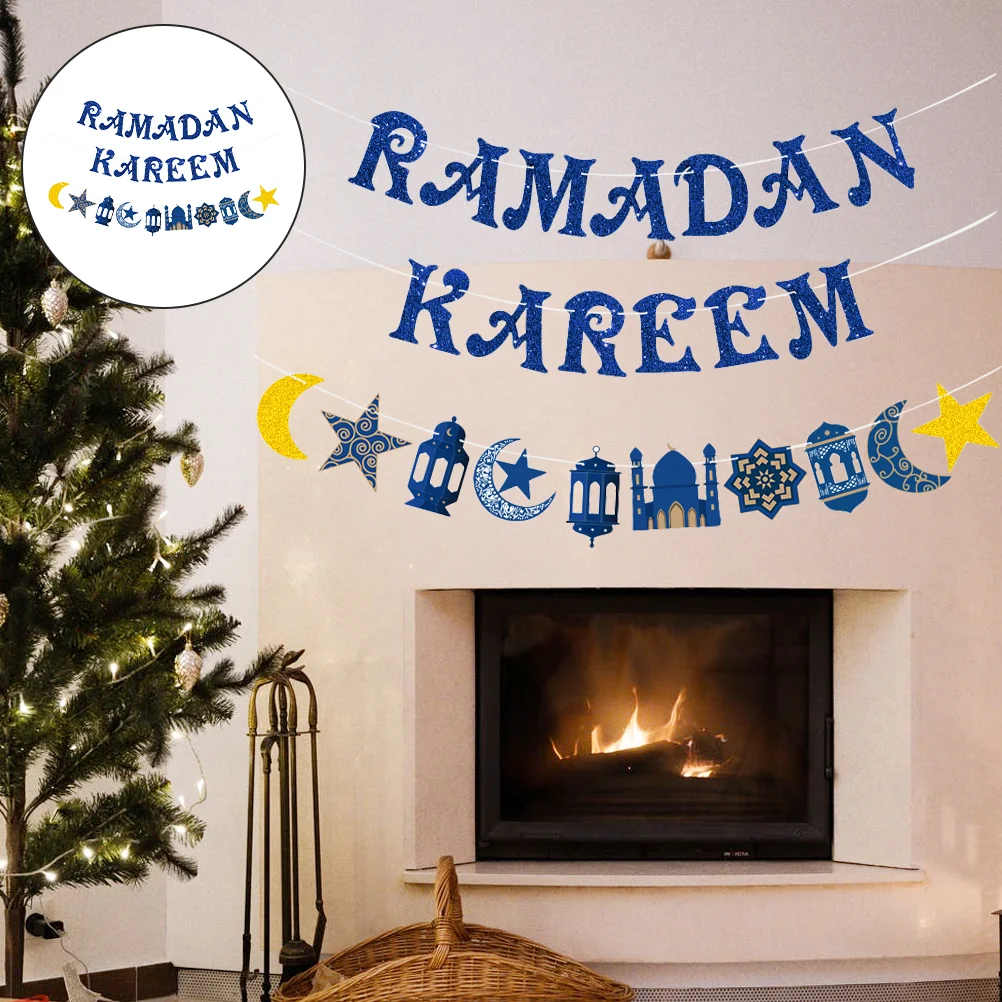 

2 Sets Eid Paper Buntings Festival Hanging Decors Ramadan Party Ornaments