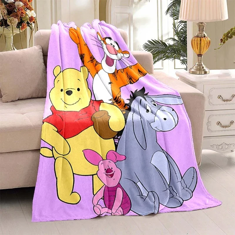 Одеяло с принтом Винни-медведя и пуха легкий фланелевый плед для дивана кровати