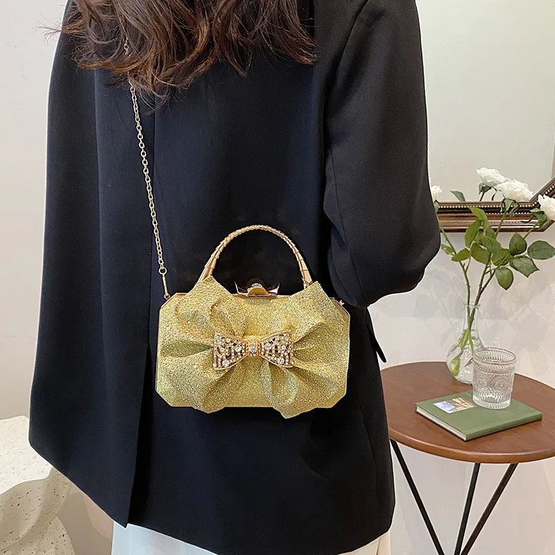 

Женская вечерняя сумка через плечо, с бантом