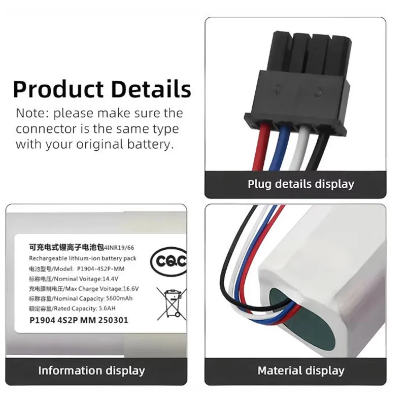 Фото Аккумулятор 14.4V для робота-пылесоса Xiaomi X10 + PLUS B101GL B101CN B105CN OMNI 1S Mijia 1T STYTJ05ZHM, запасная часть №3