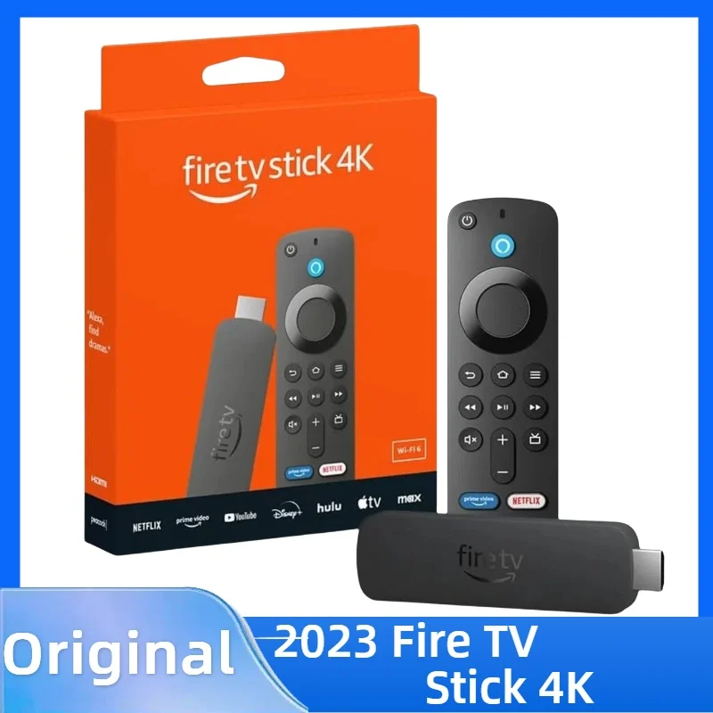 Фото Оригинальный Fire TV Stick 4K, Android TV, Netflix Smart TV Box, 4K Ultra HD, Dobly Vision, домашний медиаплеер, без батарей №1