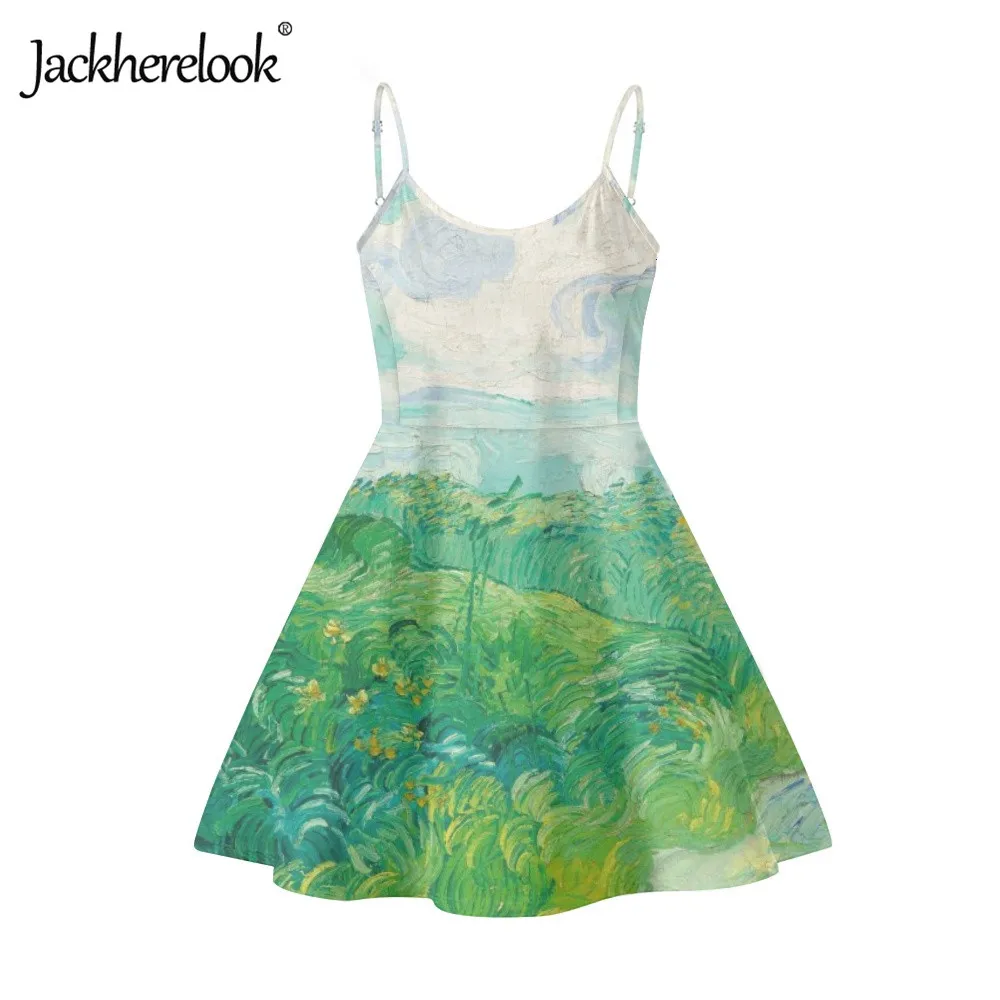 

Женское пляжное платье-комбинация Jackherelook, зеленое платье-комбинация с принтом пейзажа, регулируемое летнее платье-комбинация для девочек, ...