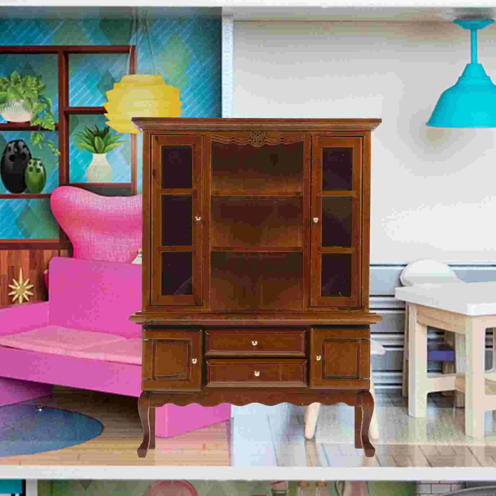 

Miniature Cupboard Classic Wooden Mini Kitchen Wood Cabinet Furniture Decoration