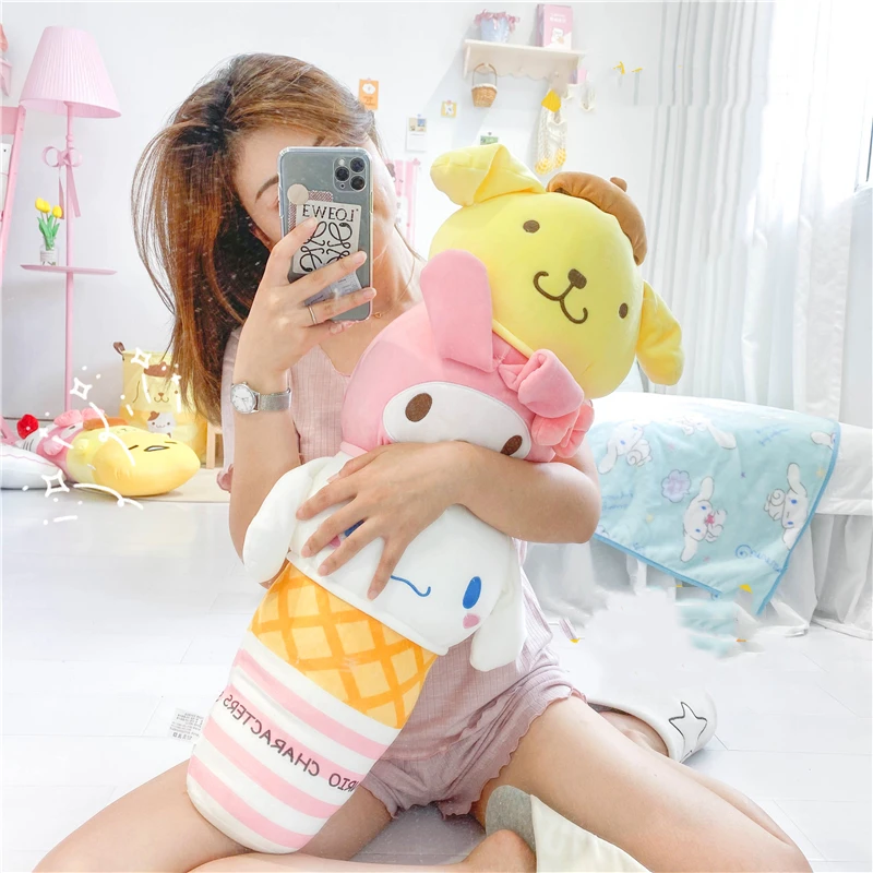 Sanrio Милая аниме микс длинная подушка My Melody Pom пурин Cinnamoroll плюшевая игрушка для