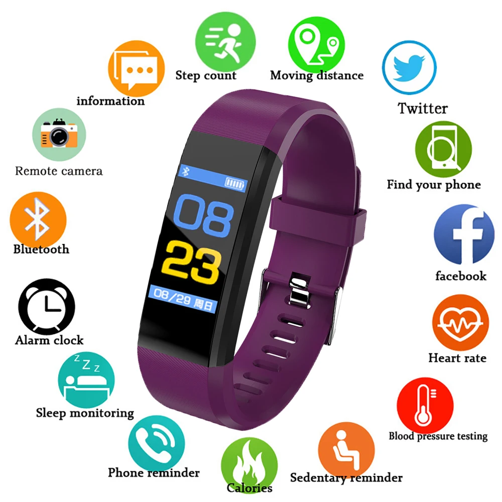 

115Plus Smart Watch 2023 Bluetooth Bracelet Heart Rate Blood Pressure Smart Band Fitness Tracker Wristband for fitbits Watches