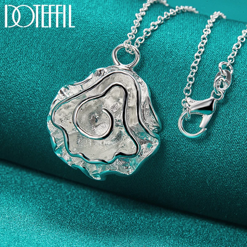 Стерлингового серебра 925 пробы кулон с цветком розы ожерелье 18-30 дюймов